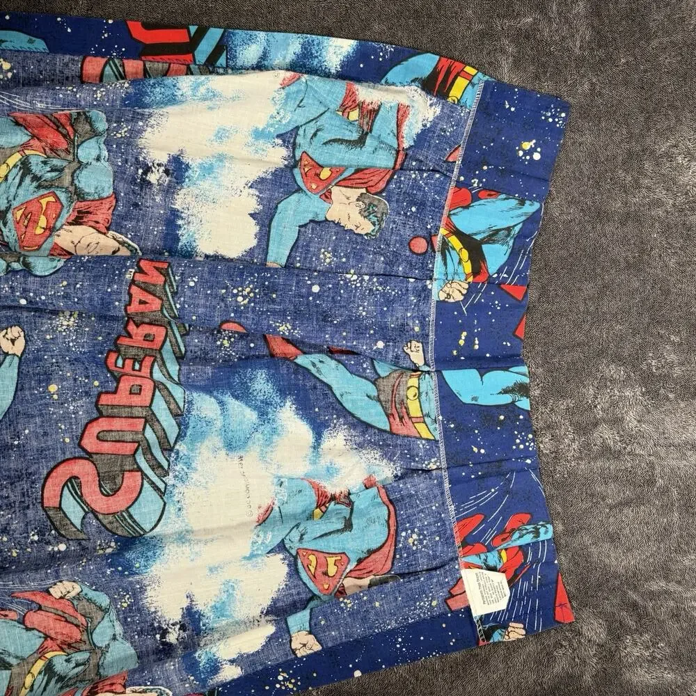 Superman Curtains Pair Vintage DC Comics Lined Navy Red 54x68 Each